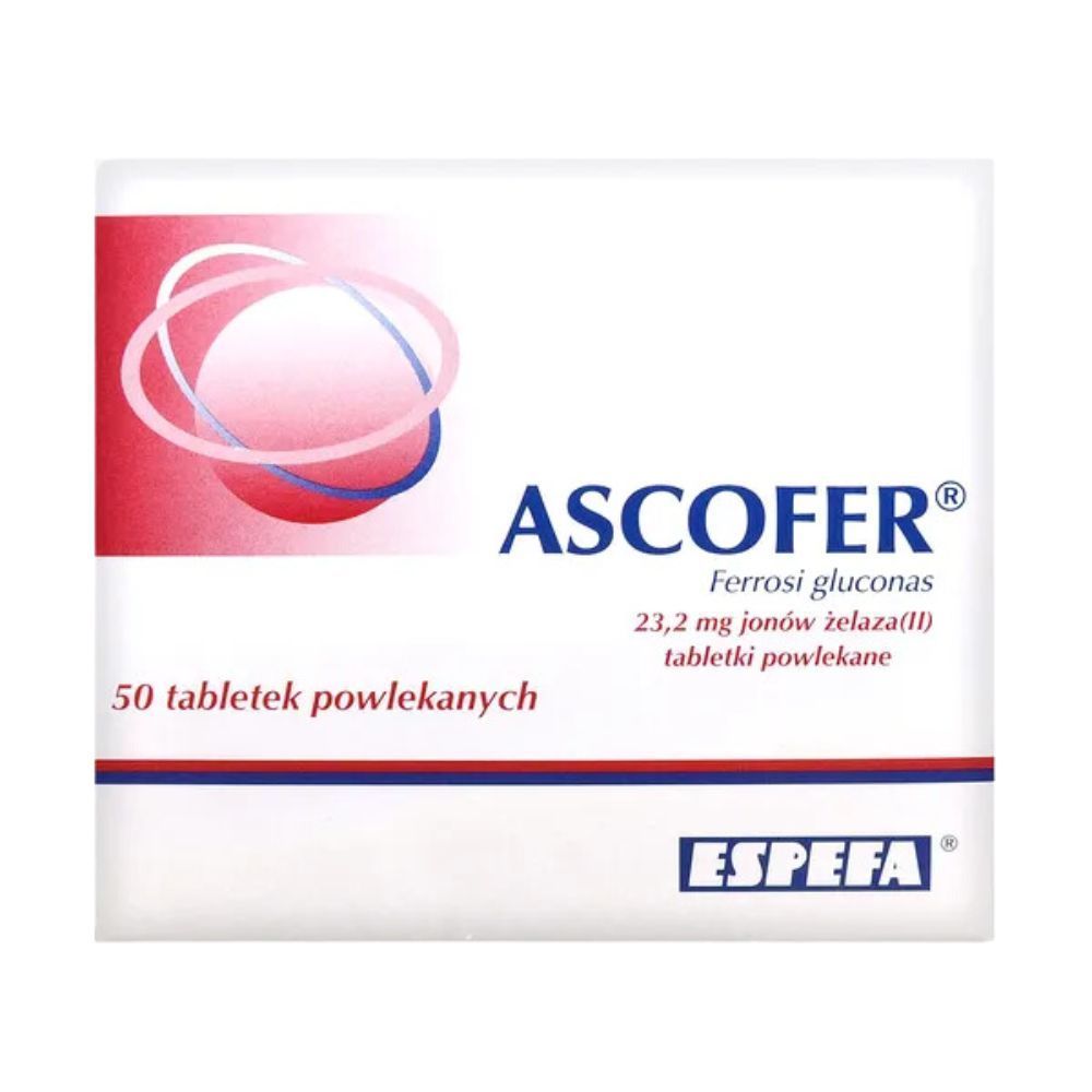 ASCOFER, 23,2 mg jon&oacute;w żelaza(II), tabletki powlekane, 50 szt.