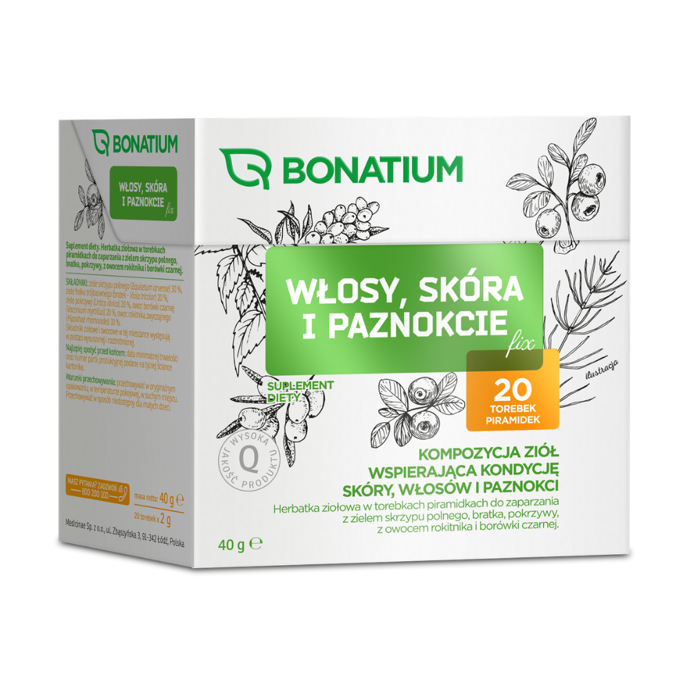 Bonatium Włosy, sk&oacute;ra i paznokcie fix, herbata ziołowa, 20 szt.