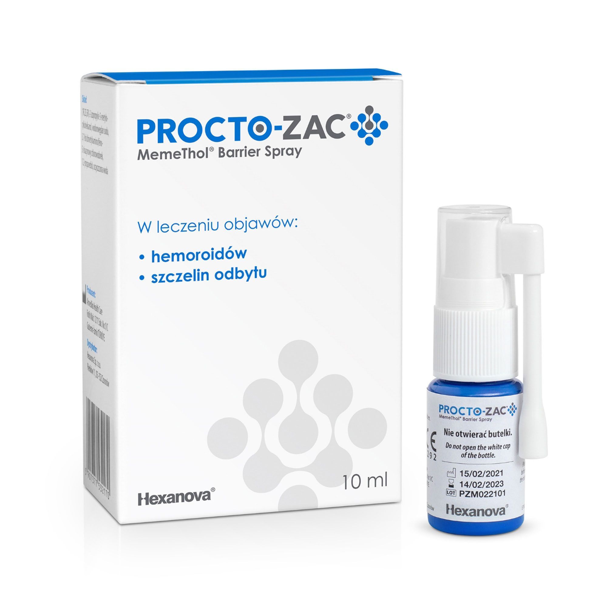 Procto-Zac Memethol Barrier Spray, na hemoroidy i szczeliny odbytu, 10 ml