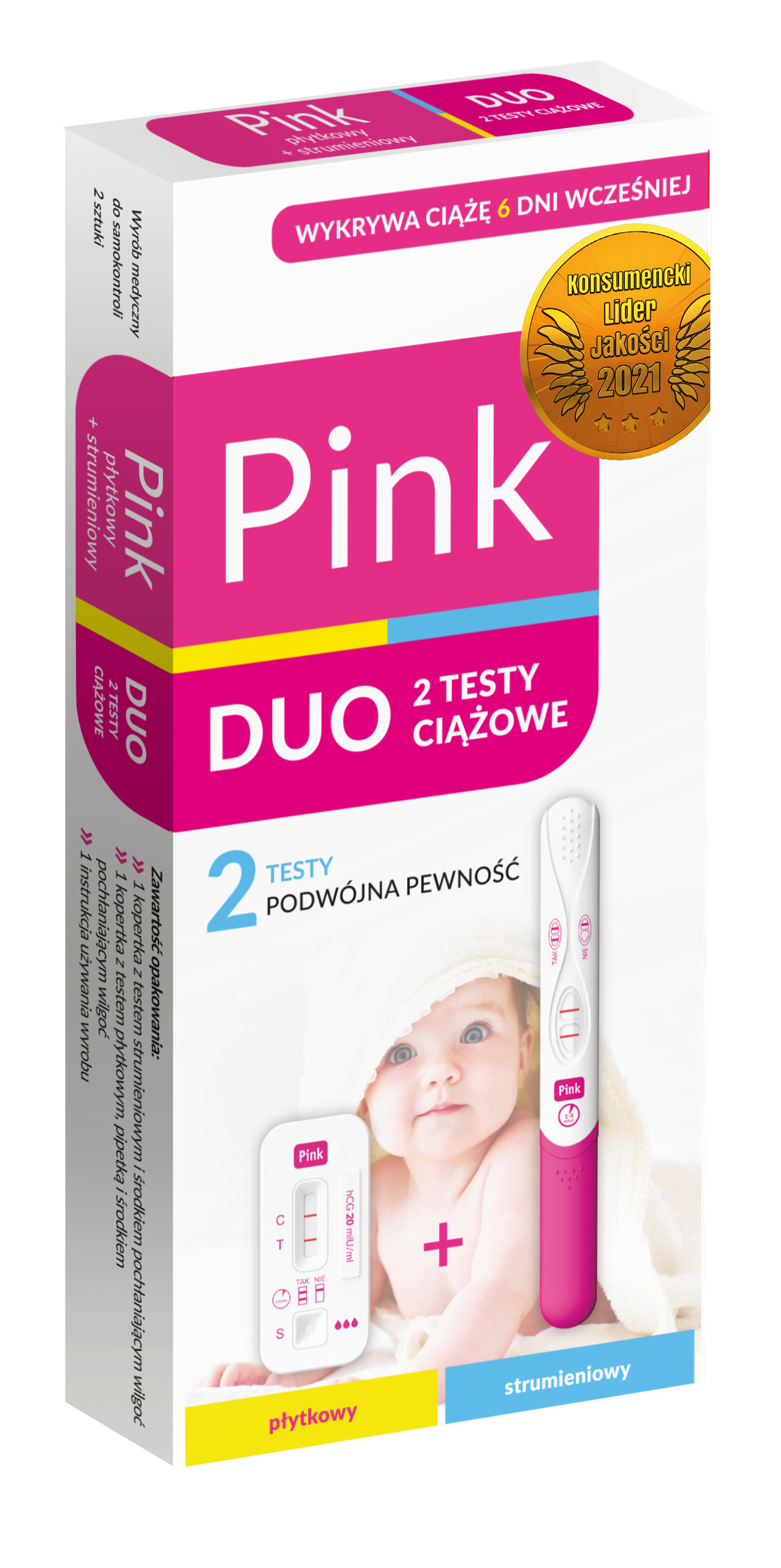 Pink Duo, 2 Testy ciazowe plytkowy + strumieniowy, 2 szt.