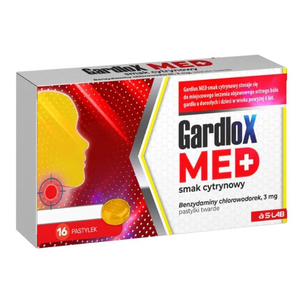 Gardlox Med smak cytrynowy, 3 mg, pastylki twarde, 16 sztuk