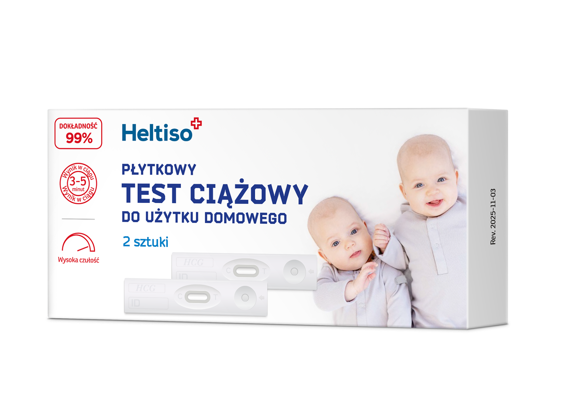 HELTISO Test ciążowy płytkowy do użytku domowego, 2szt.