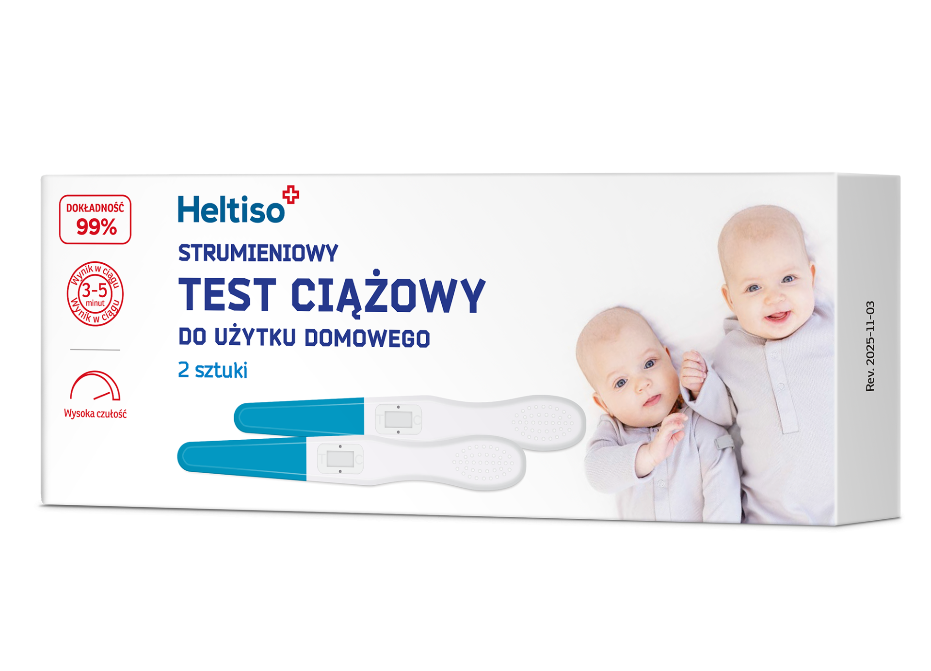 HELTISO Test ciążowy strumieniowy do użytku domowego, 2szt.