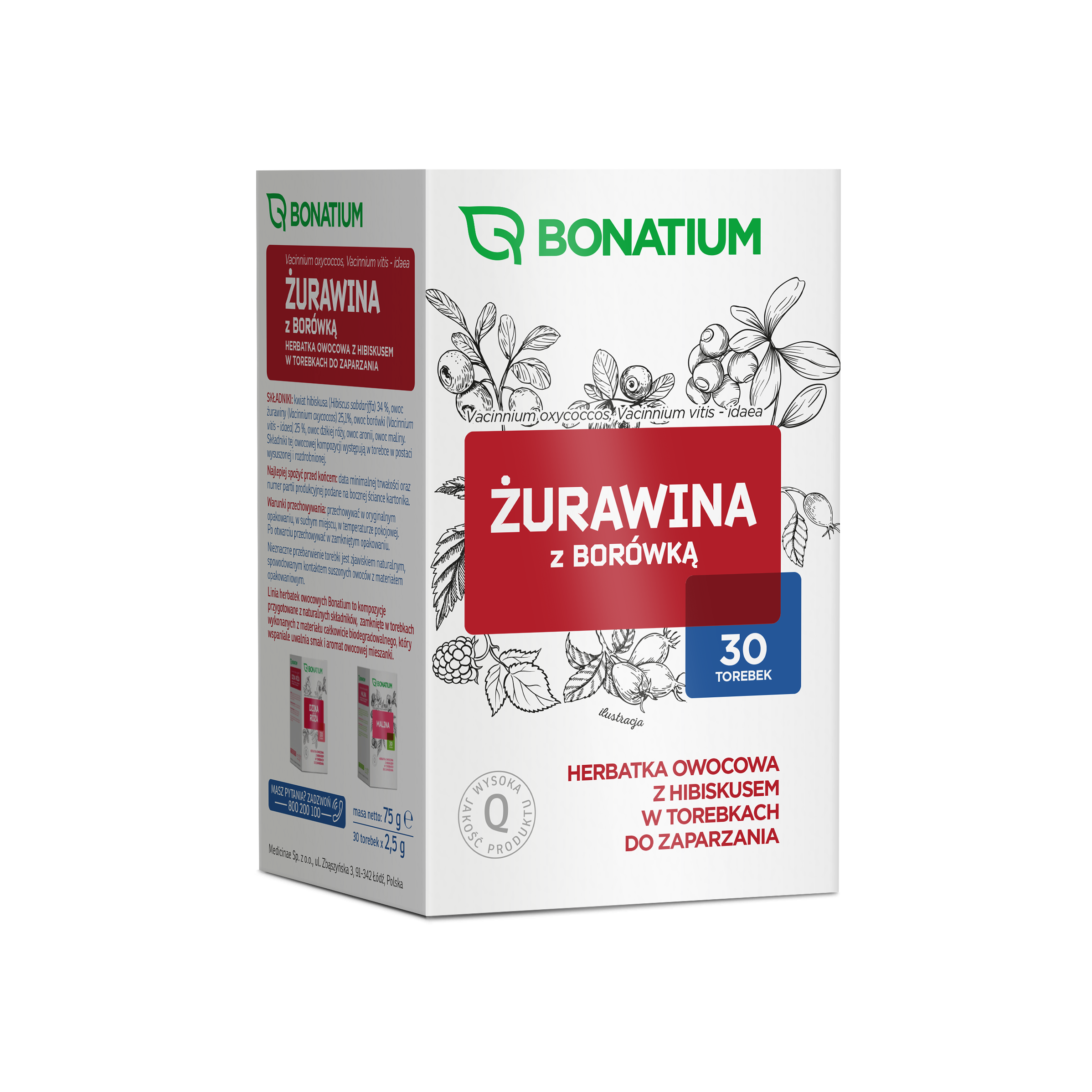 Bonatium Żurawina z bor&oacute;wką, herbatka owocowa z hibiskusem 30 szt