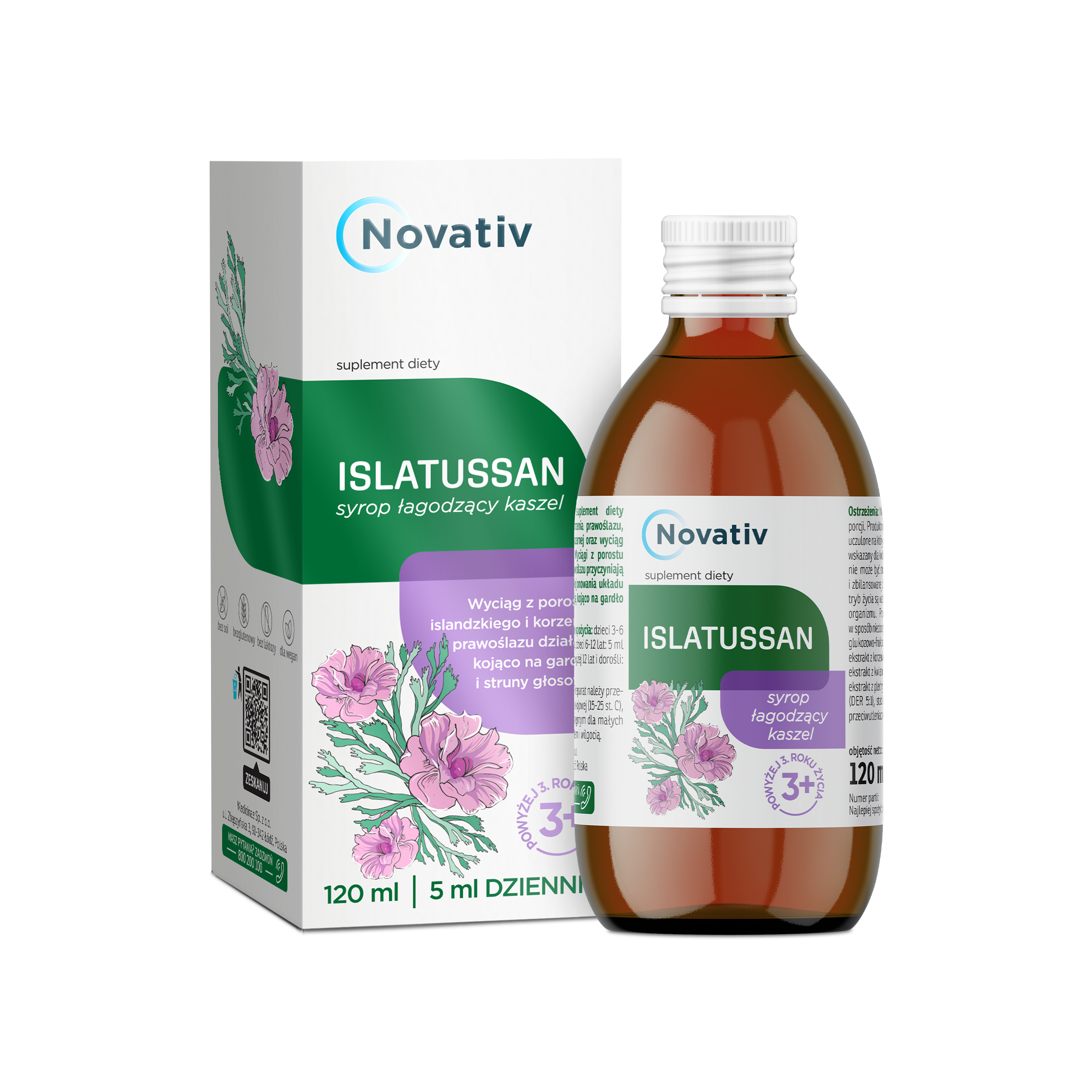 Novativ Islatussan, syrop łagodzący kaszel, 120 ml