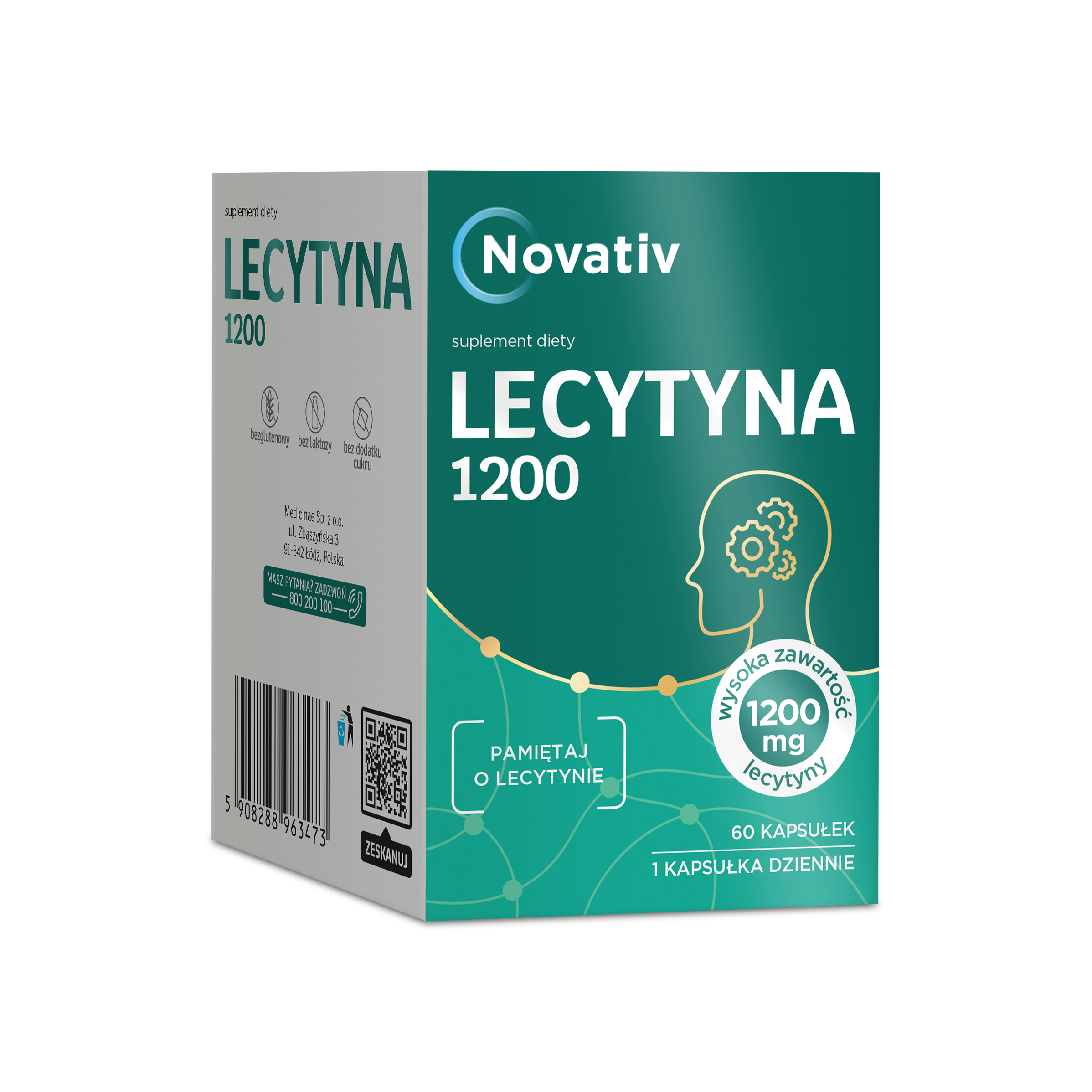 Novativ Lecytyna 1200, kapsułki, 60 sztuk