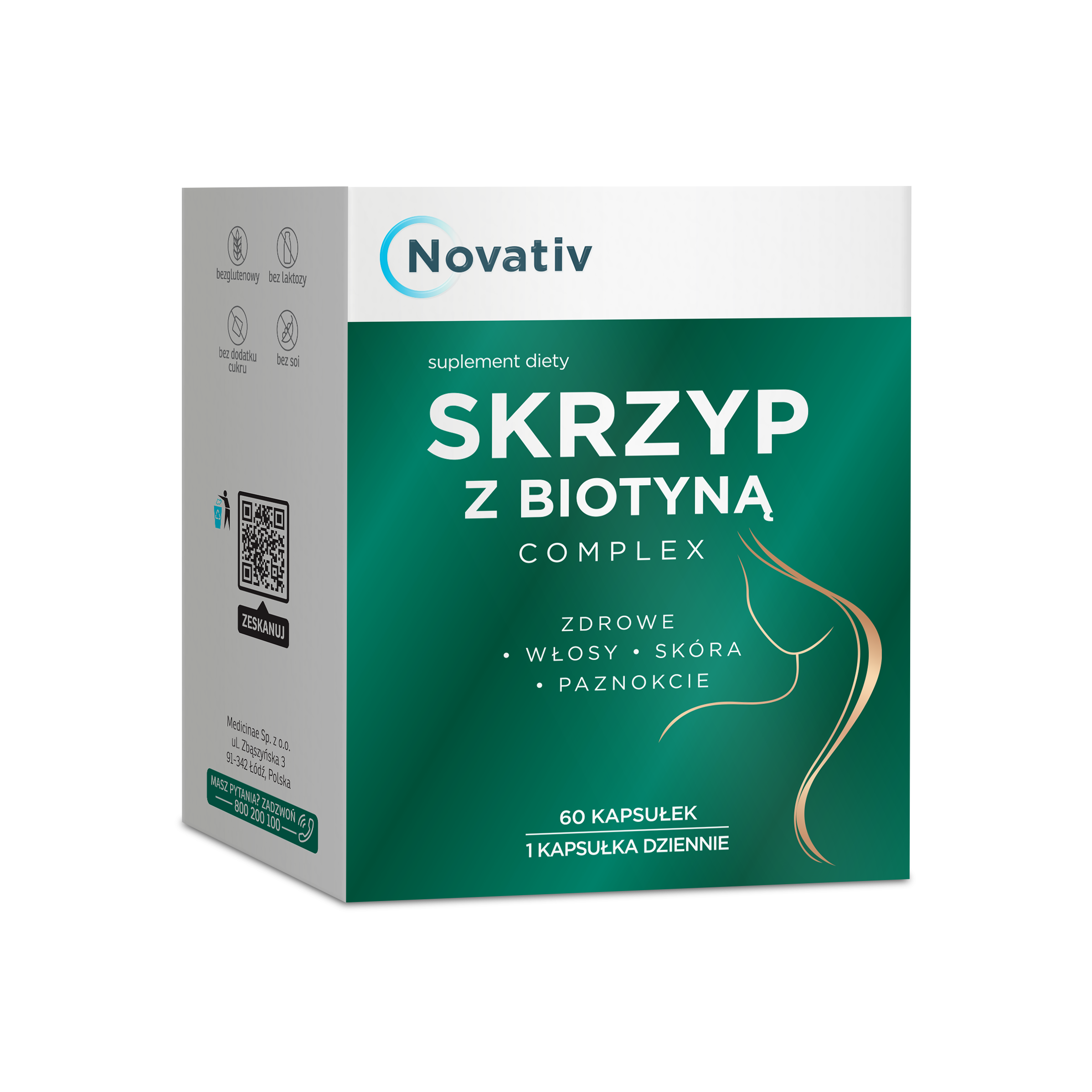 Novativ Skrzyp z biotyną complex, kapsułki, 60 sztuk