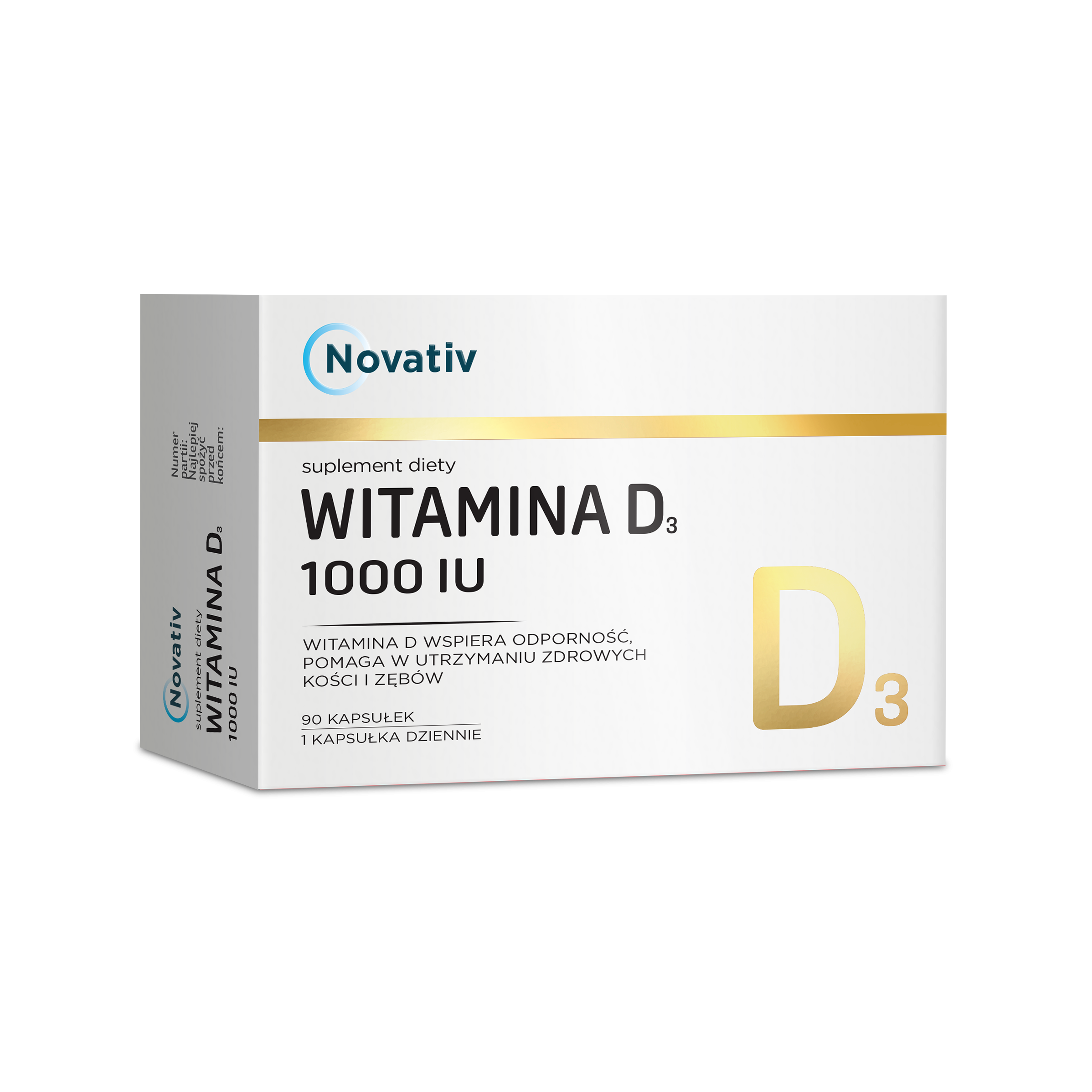 Novativ Witamina D3 1000 IU, kapsułki, 90 sztuk