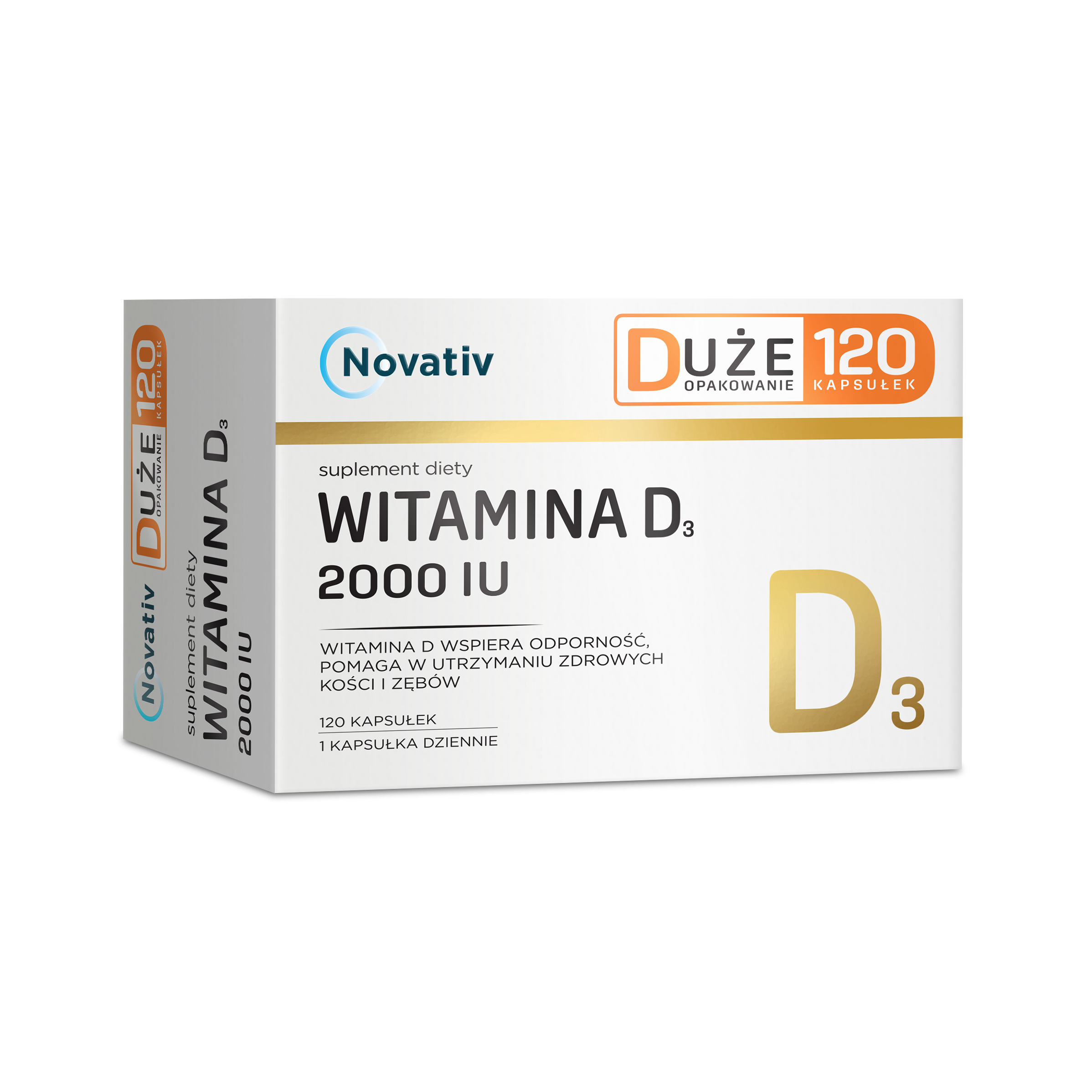 Novativ Witamina D3 2000 IU, kaps., 120 szt