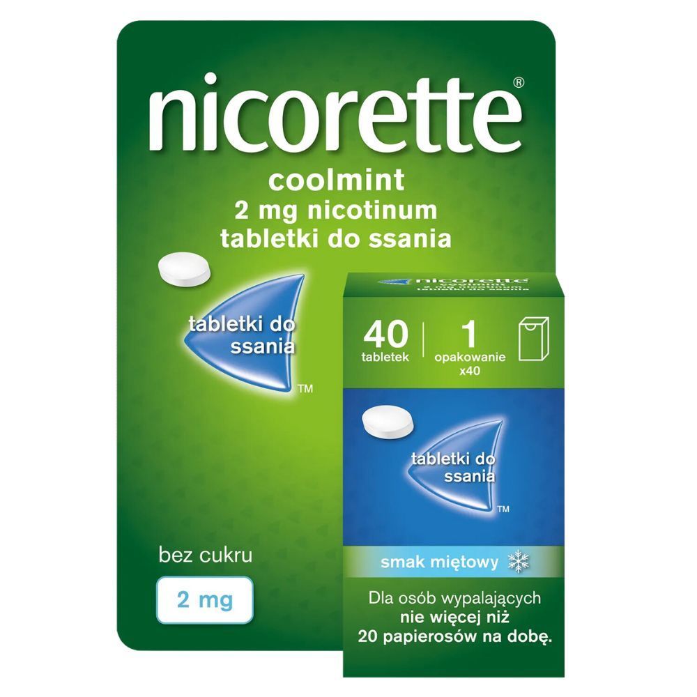 Nicorette Coolmint, 2 mg, tabl.do ssania, 40 szt