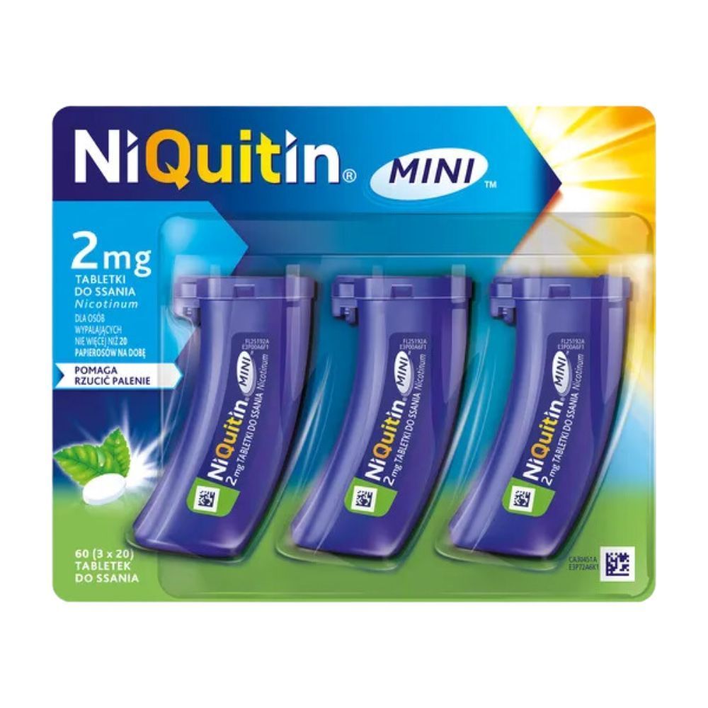 Niquitin Mini, 2 mg, tabl.do ssania, 60 szt (3 poj.x 20 szt)