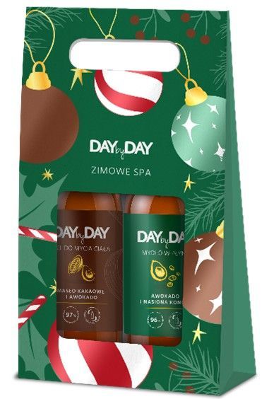 DAYbyDAY Zestaw Mydło w płynie Awokado i Nasiona konopii, Żel do mycia ciała Masło kakaowe i Awokado, 2 x 400 ml