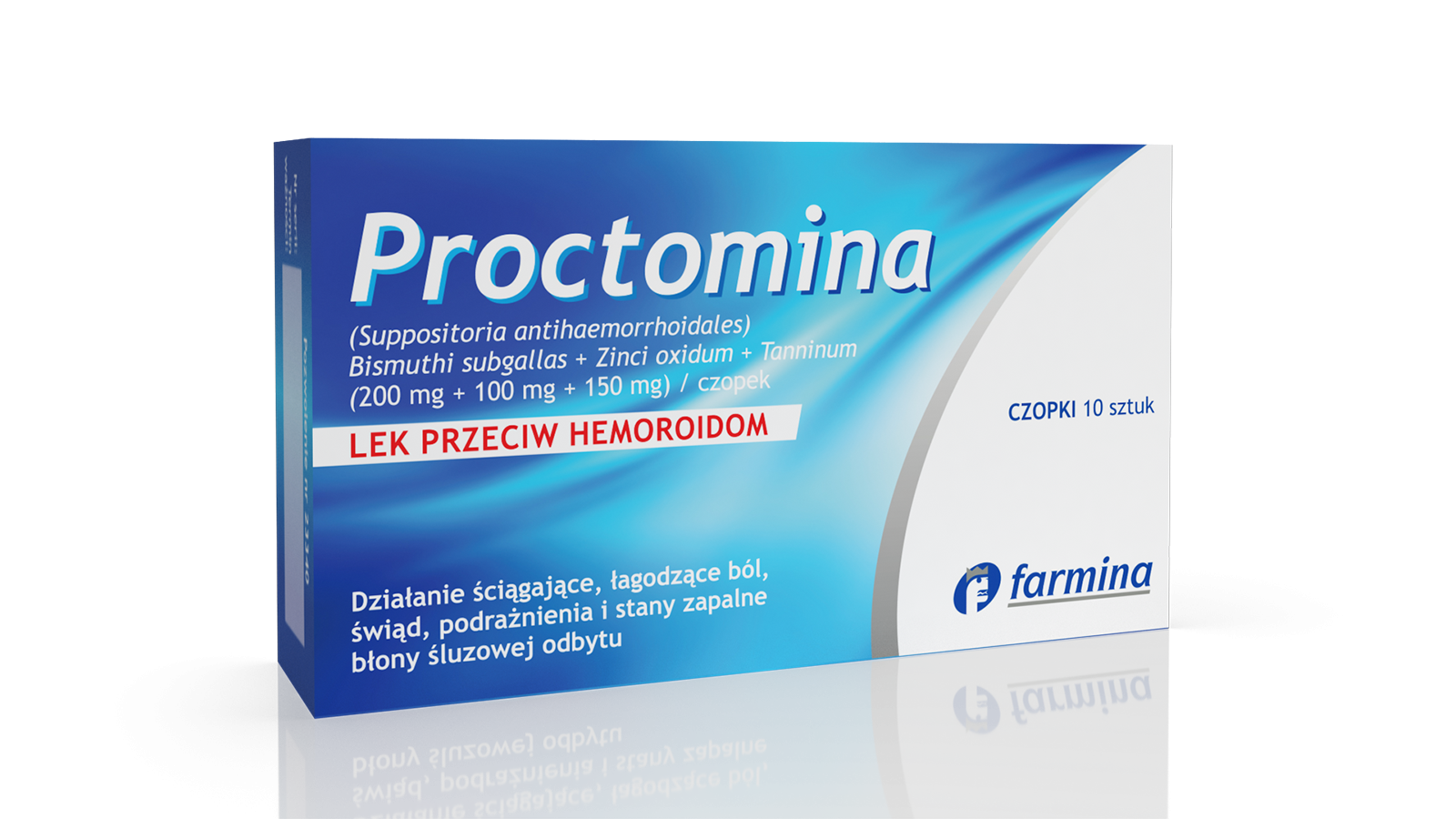 PROCTOMINA, (200 mg + 100 mg + 150 mg) / czopki, 10 sztuk