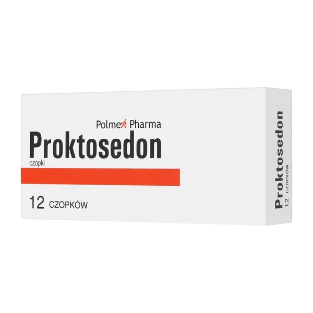 Proktosedon, 5 mg + 5 mg + 10 mg + 10 mg, czopki, 12 sztuk
