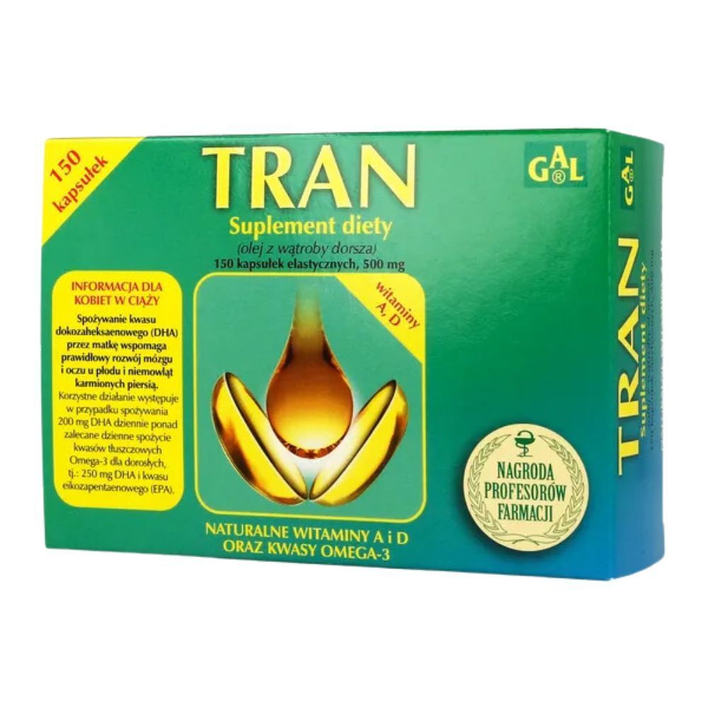 Tran z witaminą A i D, kapsułki, 150 szt.