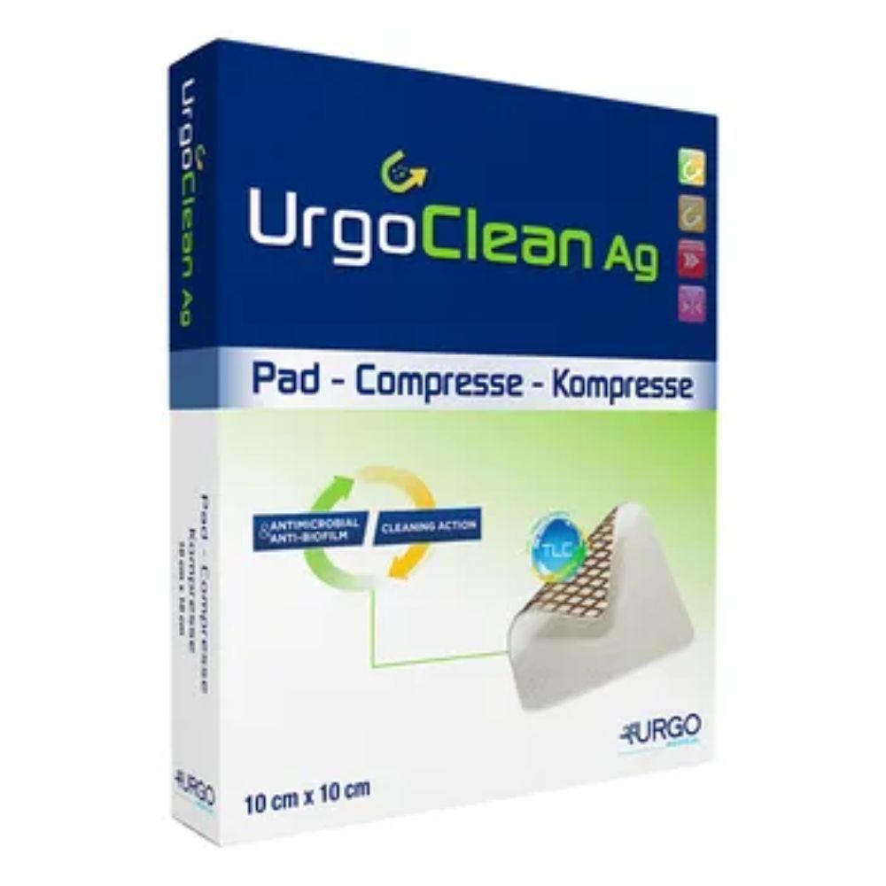 UrgoClean Ag, opatrunek, 10 cm x 10 cm, 1 szt. (z opakowania 10 sztuk).
