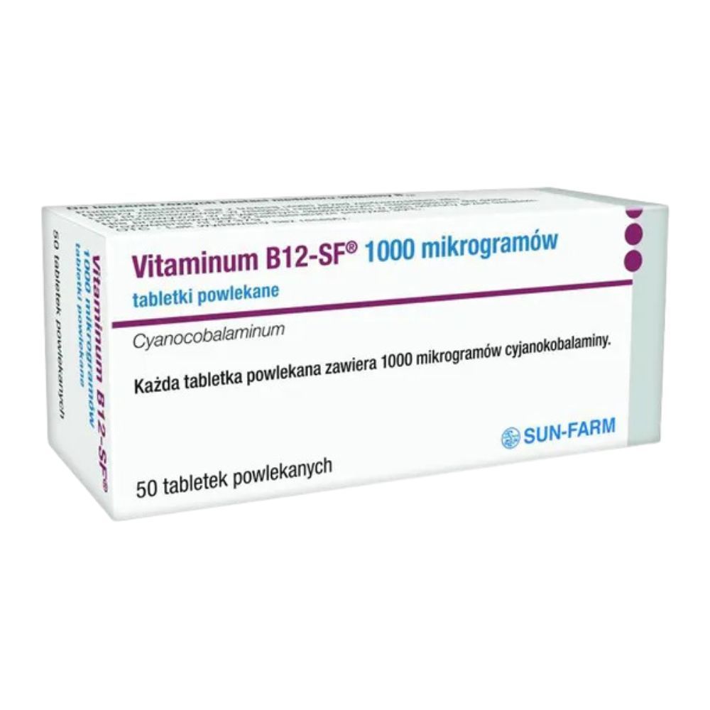 Vitaminum B12-SF, 1000 mikrogram&oacute;w, tabletki powlekane, 50 sztuk