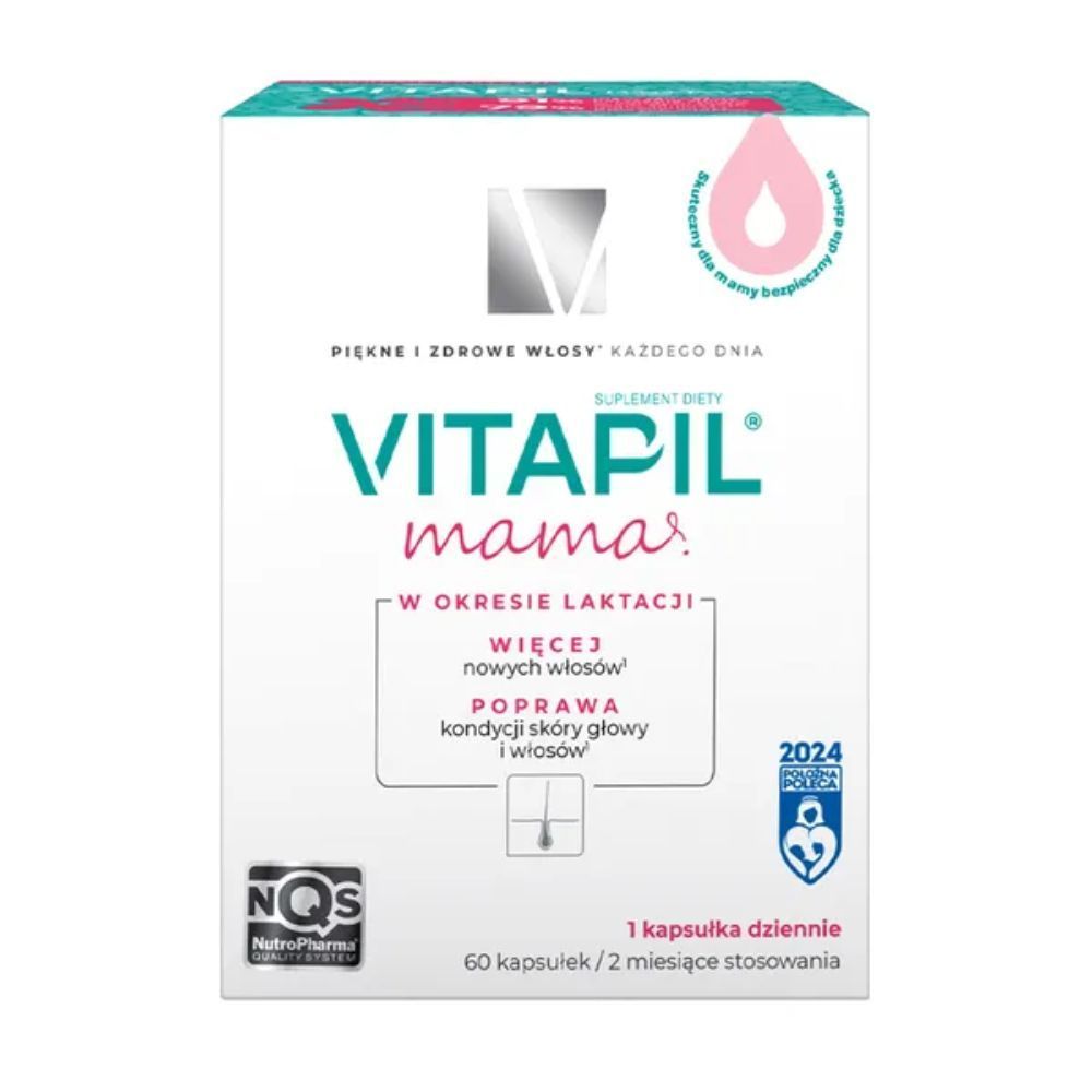 Vitapil Mama, wypadanie włos&oacute;w po ciąży i podczas karmienia piersią, kapsułki twarde, 60 szt.