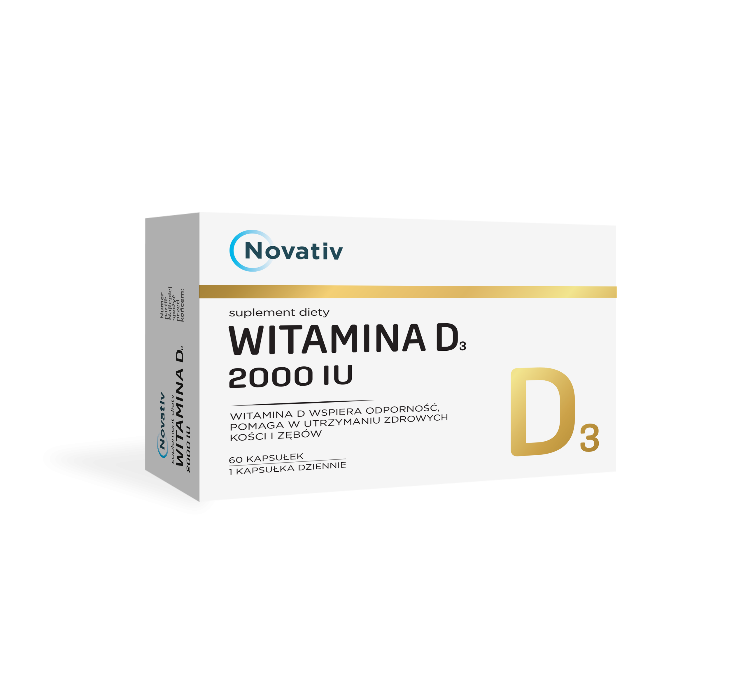 Novativ Witamina D3 2000 IU, kapsułki, 60 sztuk