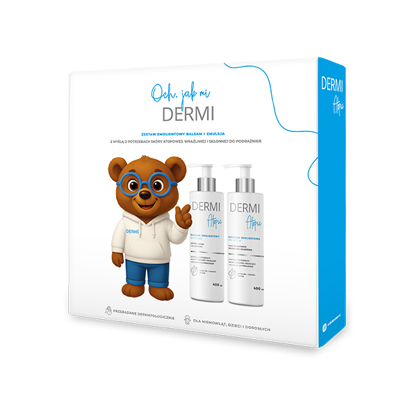 DERMI Zestaw kosmetyk&oacute;w dla sk&oacute;ry wrażliwej (Emulsja emolientowa do mycia, Balsam emolientowy do ciała) 
