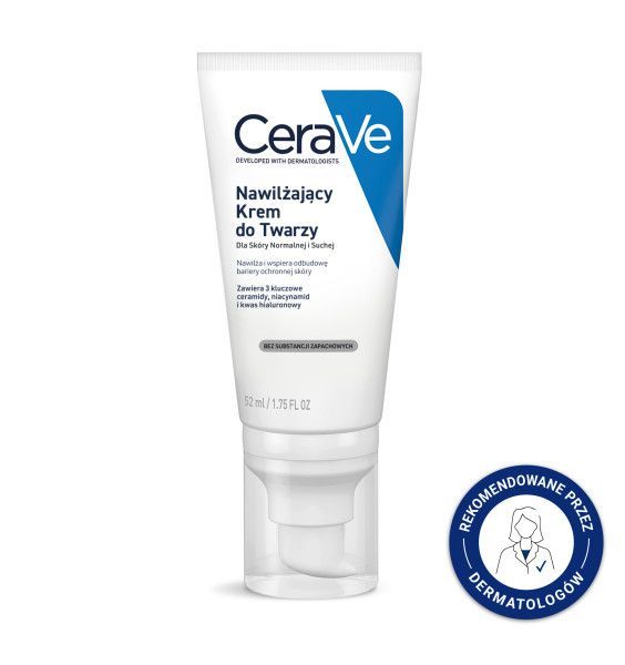 CeraVe, nawilżający krem do twarzy z ceramidami, 52 ml