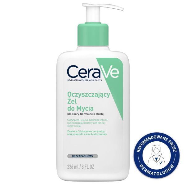 CeraVe, oczyszczający żel do mycia z ceramidami dla sk&oacute;ry normalnej i tłustej, 236 ml