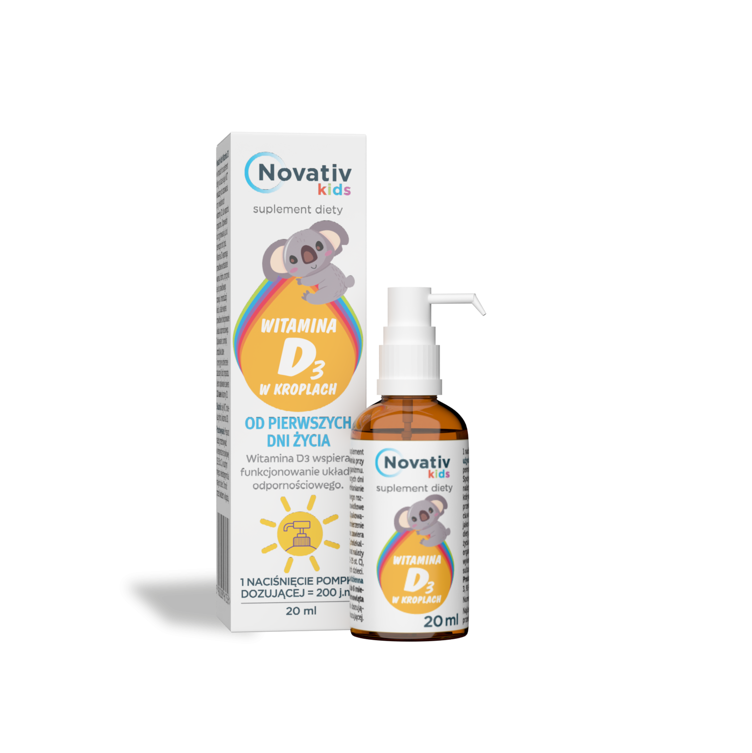 Novativ Kids Witamina D3 w kroplach, 20 ml