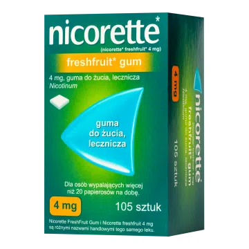 Nicorette FreshFruit Gum, 4 mg, (i.rów),Delf, Grecja, 105 szt.