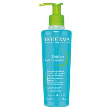 Bioderma Sebium Gel Moussant, antybakteryjny żel do mycia twarzy, 200 ml