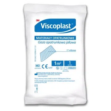 Viscoplast Jałowa gaza opatrunkowa bawełniana, 17 nitkowa, 1m2, 1 szt.
