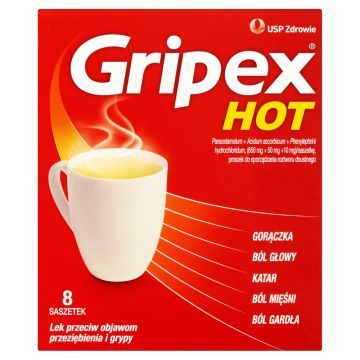 Gripex Hot, proszek do sporządzania roztworów, 8 saszetek