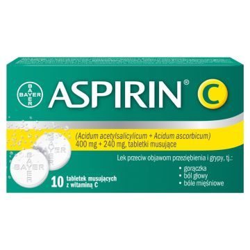 Aspirin C, 400 mg + 240 mg, tabletki musujące, 10 szt.