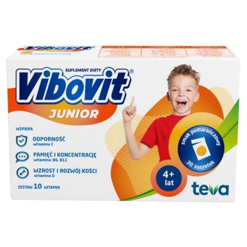 Vibovit Junior, 2 g, proszek, smak pomarańczowy, 30 saszetek