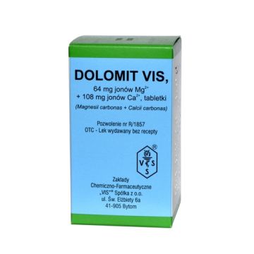 Dolomit VIS, 64 mg jonow Mg+108 mg jonow Ca, tabl.,100 szt