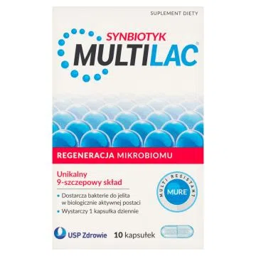 Multilac, kapsułki, synbiotyk (probiotyk +prebiotyk), 10 szt.