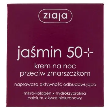 Ziaja, jaśmin w kremie przeciw zmarszczkom 50+ na noc, 50 ml