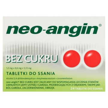 Neo-Angin bez cukru, tabletki do ssania, 24 szt.