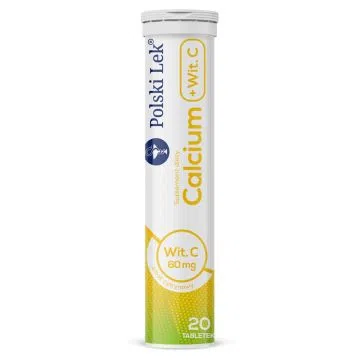 Calcium + witamina C, tabletki musujące o smaku cytrynowym, 20 szt.