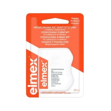 Elmex, woskowana nić dentystyczna, miętowa, 50 m