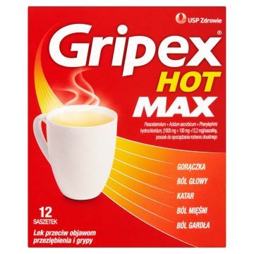 Gripex Hot MAX, proszek do sporządzania roztworu doustnego, 12 saszetek