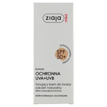 Ziaja Med, tonujący krem do twarzy, SPF 50+, odcień naturalny, skóra normalna/naczynkowa, 50 ml