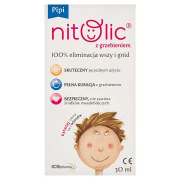 Pipi Nitolic, płyn przeciw wszawicy, z grzebieniem, 30 ml