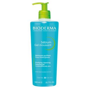Bioderma Sebium Mouss, żel do mycia twarzy, antybakteryjny, 500 ml