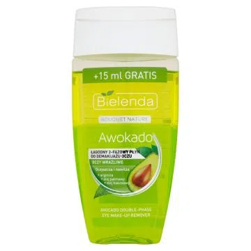 Bielenda Bouquet Nature Awokado, Łagodny 2-fazowy płyn do demakijażu oczu, 140 ml