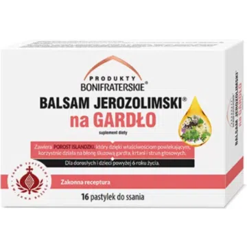 Produkty Bonifraterskie, Balsam Jerozolimski na gardło, pastylki do ssania, 16 szt.