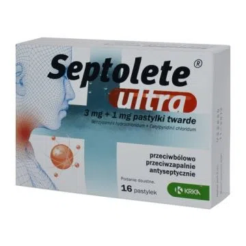 Septolete Ultra o sm.eukaliptus,3 mg+1 mg,pastyl.tw,16szt