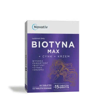 Novativ Biotyna Max+ Cynk+ Krzem, tabletki 75 sztuk (60+15)