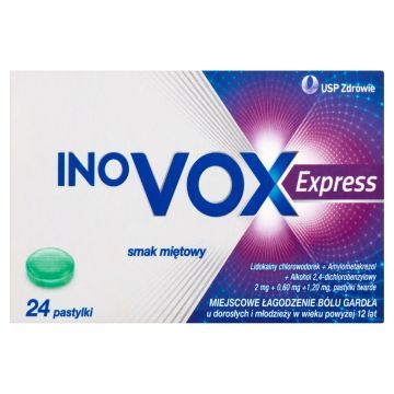 Inovox Express, pastylki twarde, smak miętowy, 24 szt.