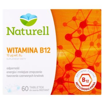 Naturell Witamina B12, 10 µg, tabletki do rozgryzania i żucia, 60 szt.