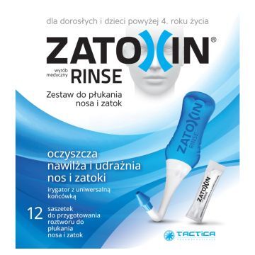 Zatoxin Rinse Zestaw do płukania nosa i zatok, 12 saszetek + irygator